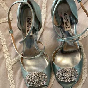 Something blue Satin embellished shoes